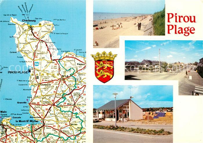 Pirou Plage Strand Promenade Kiosk Wappen Lan