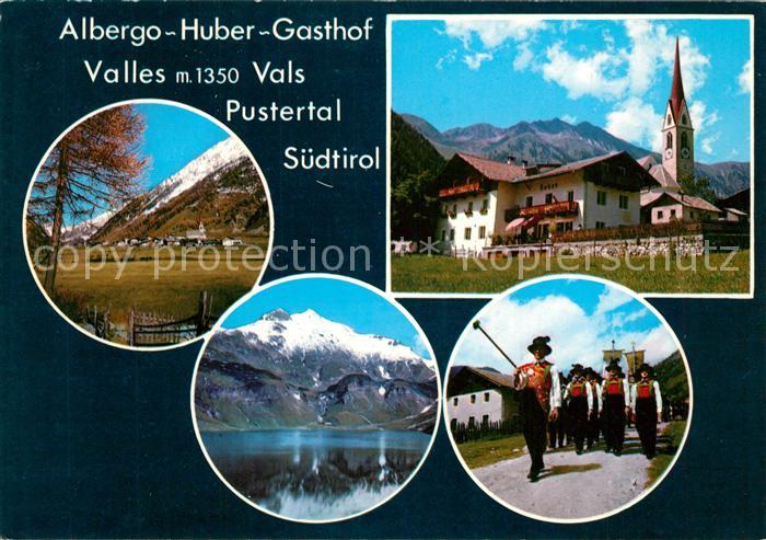 Vals Tirol Albergo Huber Gasthof Ortsmotiv mit Kirche Bergsee Dolomiten