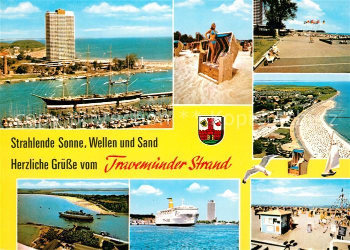 Travemuende Ostseebad Strand Promenade Faehre Hafen Segelschiff Viermaster Flieg