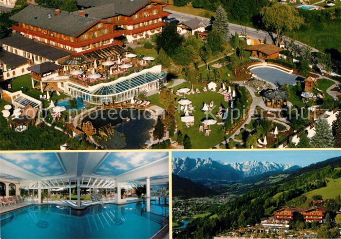 Sankt Johann Pongau Hotel Oberforsthof Hallenbad Alpenpanorama Fliegeraufnahme