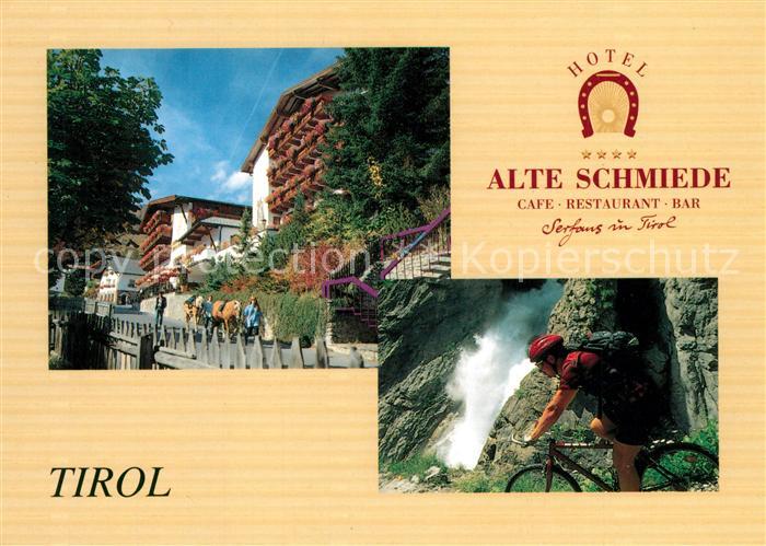 Serfaus Tirol Cafe Restaurant Alte Schmiede Mountainbiker Wasserfall