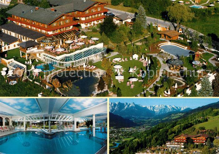 Sankt Johann Pongau Hotel Oberforsthof Swimming Pool Alpenpanorama Fliegeraufnah