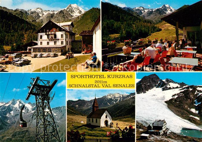 Kurzras Schnals Sporthotel Kurzras im Schalstal Terrasse Bergbahn Kapelle Gebirg