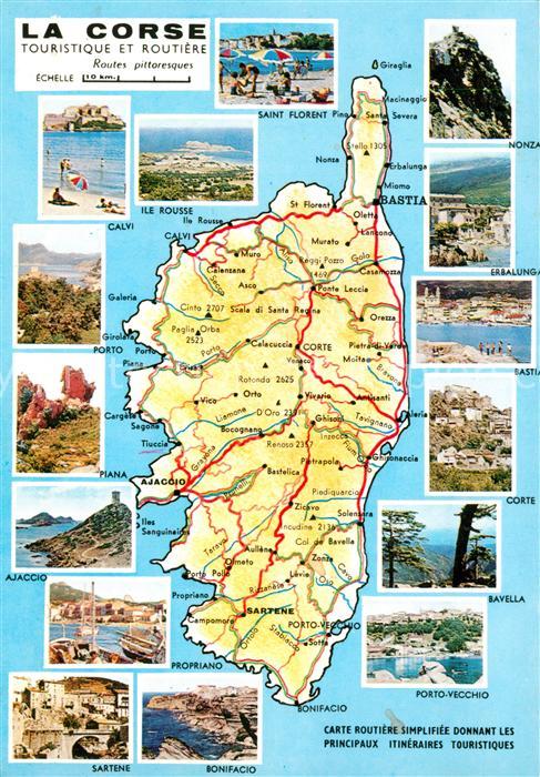 Corse Ile de La Corse touristique et routiére Landkarte