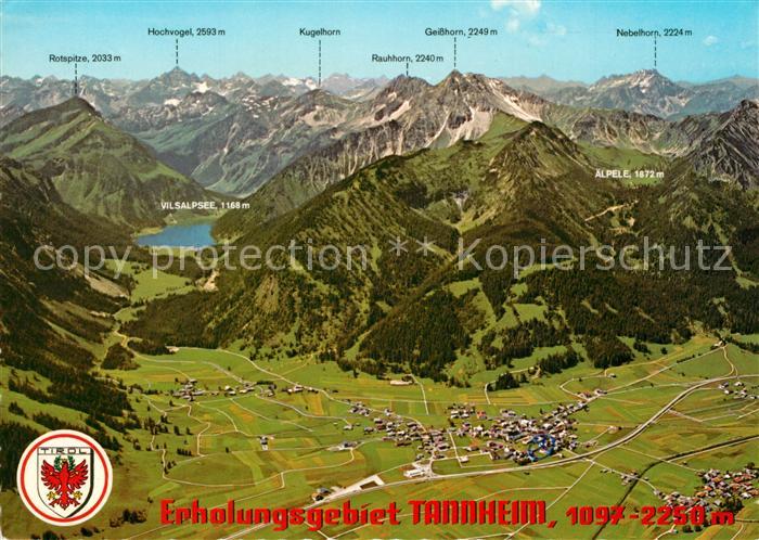 Tannheim Tirol Erholungsgebiet Tannheimer Tal Allgaeuer Alpen Fliegeraufnahme