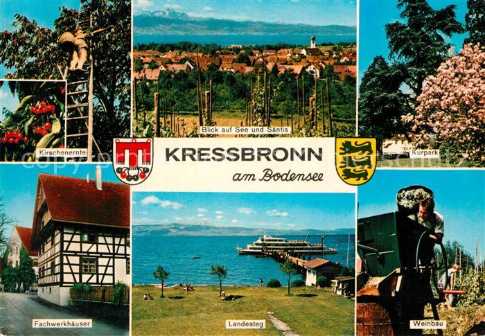 Kressbronn Bodensee Kirschenernte See Saentis Kurpark Landesteg Weinbau Fachwerk