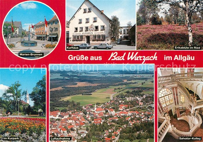 Bad Wurzach Marien-Brunnen Kurhaus Erikabluete im Ried Kurpark Salvator-Kolleg