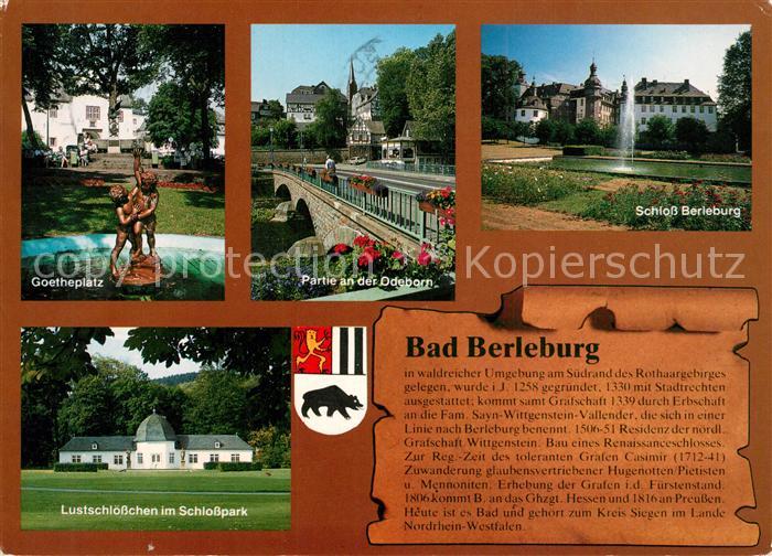 Bad Berleburg Goetheplatz Odeborn Schloss-Berleburg Lustschloesschen mit Schloss