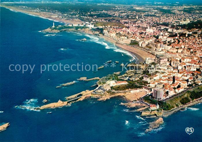 Biarritz Pyrenees Atlantiques Le Rocher de la Vierge le Phare et vue generale ae