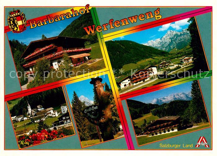 Werfenweng Gasthof Pension Barbarahof Panorama Kirche Orig Ortsschild