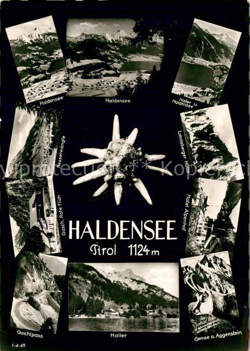 Haldensee Teilansichten Gasthaus Rote Flueh Langenberger Huette Gaichtpass Halle