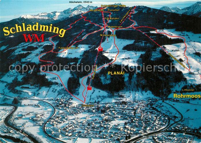 Schladming Obersteiermark Fliegeraufnahme mit Planei und FIS Abfahrt