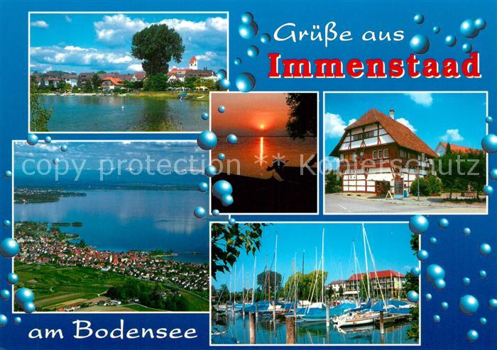 Immenstaad Bodensee Fliegeraufnahme Segelbootshafen Fachwerkhaus Abendstimmung