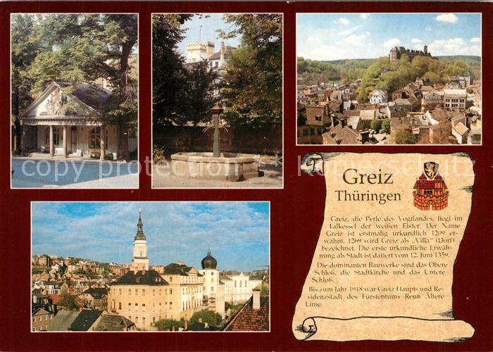 Greiz Thueringen Alte Wache Roehrenbrunnen Unteres Schloss Kirchturm Gymnasium