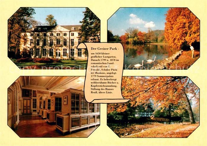 Greiz Thueringen Sommerpalais Parkteich Kupferstichsammlung Schwanenhaus