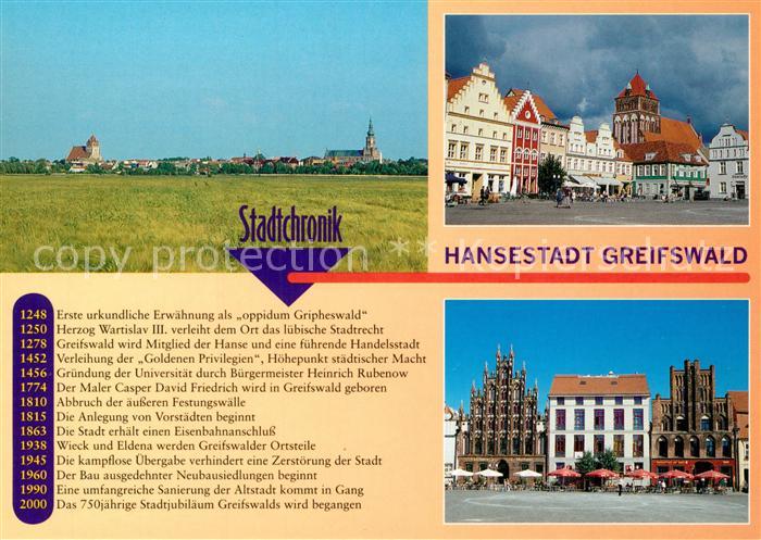 Greifswald Stadtansicht Markt Backsteinhaeuser Markt Chronik