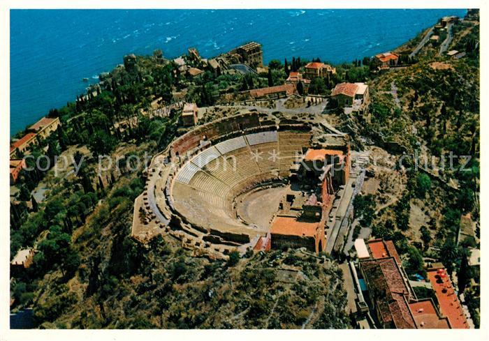 Taormina Sizilien Fliegeraufnahme Teatro Greco