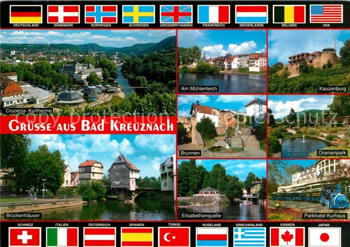 Bad Kreuznach Crucenia Kurtherme Brunnen Oranienpark Kauzenburg Flaggen