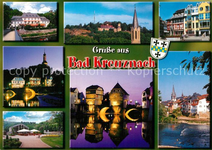 Bad Kreuznach Kauzenburg Kurpark Kurklinik Marktplatz Brueckenhaeuser Nacht