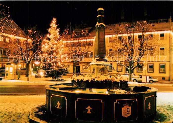 Sulz Neckar Brunnen Marktplatz Winter Beleuchtung