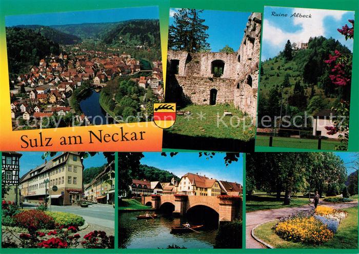 Sulz Neckar Fliegeraufnahme Burgruine Albeck Marktplatz Bruecke Park