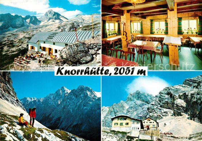 Knorrhuette Zugspitzplatt Wetterwandeck Gastraum Huettenbuchl