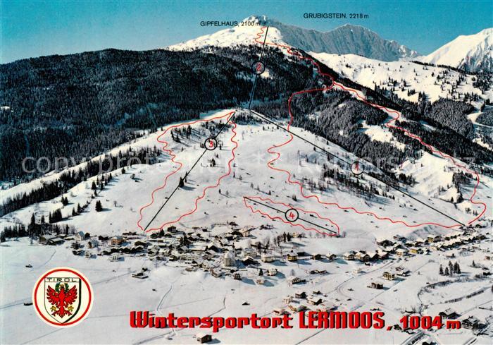 Lermoos Tirol Fliegeraufnahme Skipistenplan
