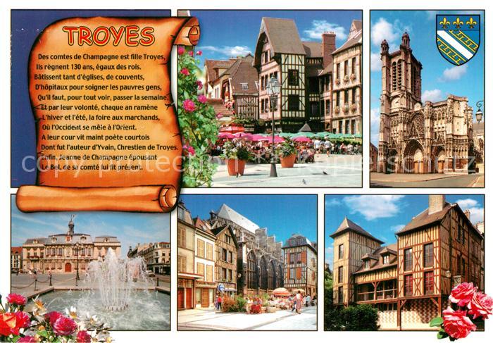 Troyes Aube Stadtansichten Springbrunnen Kirche Chronik