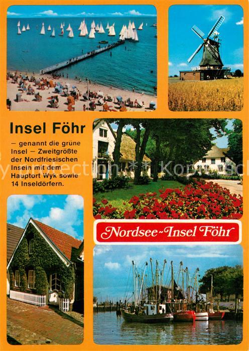 Insel Foehr Windmuehle Segelbootshafen Park