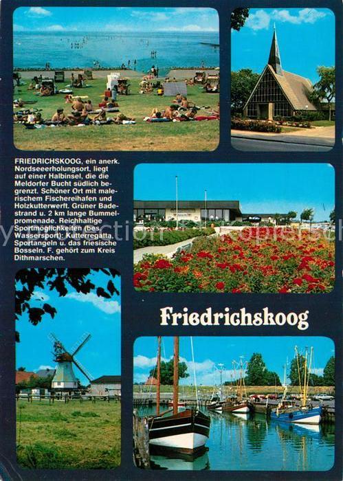 Friedrichskoog Nordseebad Liegewiese Kirche Muehle Hafen Chronik