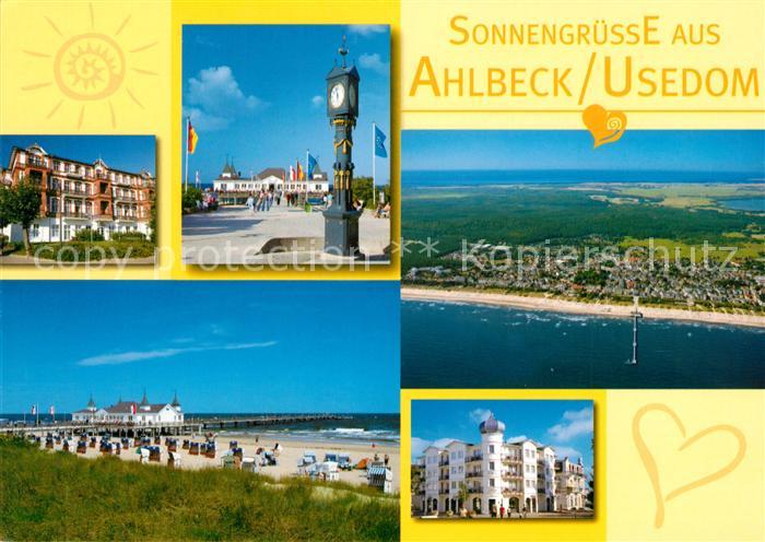 Ahlbeck Ostseebad Fliegeraufnahme Seebruecke Restaurant Ahlbeck Normaluhr