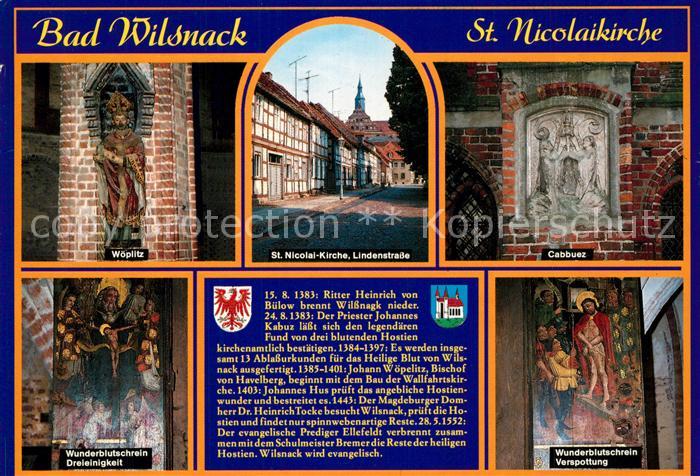 Bad Wilsnack Sankt Nicolaikirche Woeplitz Cabbuez Wunderblutschreine Chronik