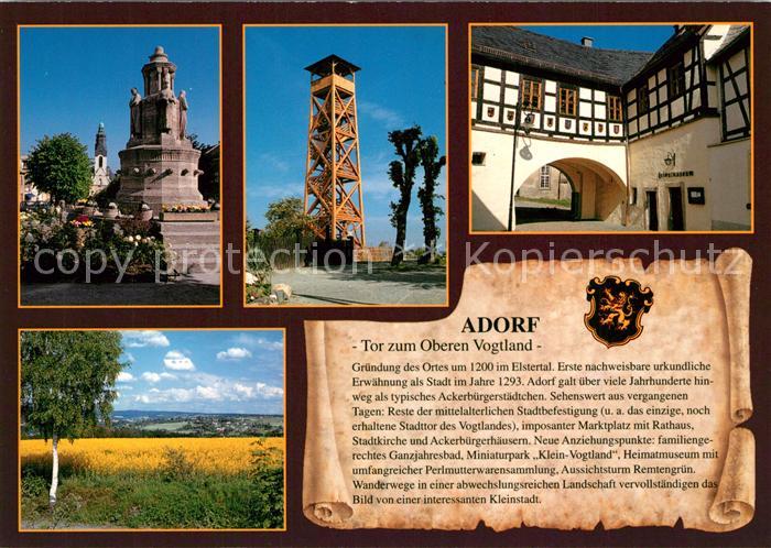 Adorf Vogtland Markt Kriegerehrenmal Aussichtsturm Remtengruen Freiberger Tor