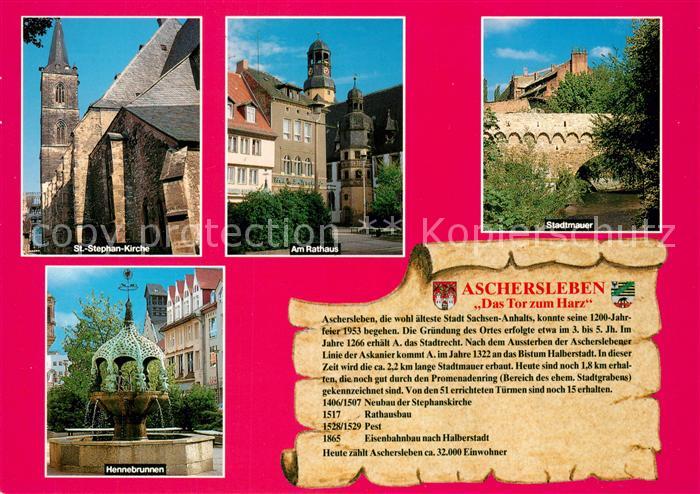 Aschersleben Sachsen-Anhalt Sankt Stephan Kirche Rathaus Stadtmauer Hennebrunnen