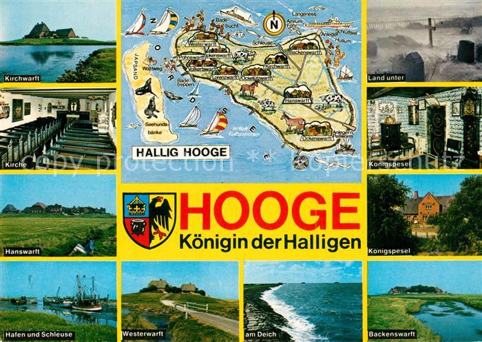 Hooge Hallig Kirchwarft Kirche Hafen Schleuse Westerwarft Deich Koenigspesel