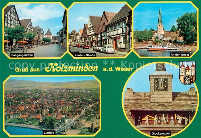 Holzminden Weser Fliegeraufnahme Fussgaengerzone Glockenspiel Weser