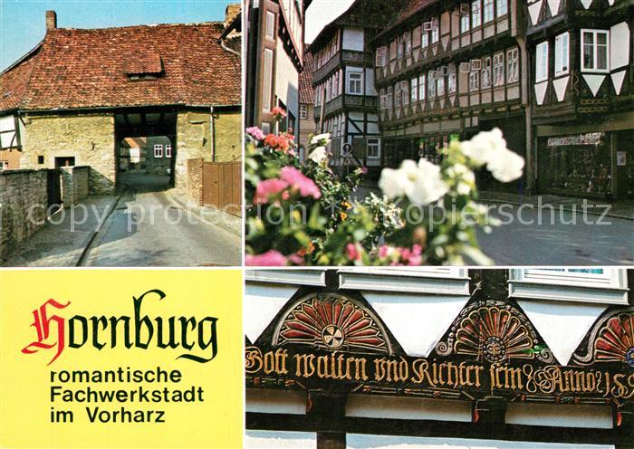 Hornburg Wolfenbuettel Fachwerkstadt Dammtor Marktstrasse Faecherrosetten