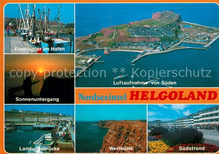 Helgoland Fliegeraufnahme Fischkutter Hafen Westkueste Landungsbruecke