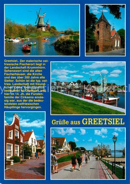 Greetsiel Windmuehle Fischerhaeuser Uferpromenade Hafen Chronik