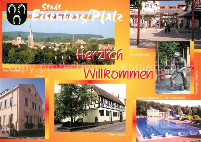 Eisenberg Pfalz Rathaus Hauptstrasse Waldschwimmbad Bergmannskulptur