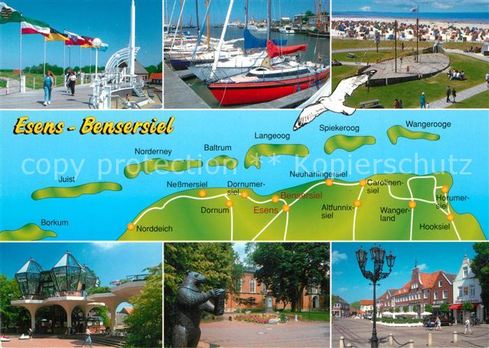 Bensersiel Hafen Uferpromenade Ortsansicht