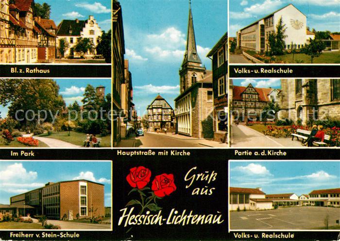 Hessisch Lichtenau Rathaus Hauptstrasse Kirche Volks und Realschule von Stein Sc