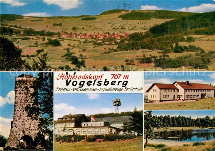 Hoherodskopf Vogelsberg Taufstein VHC Clubhaeuser Jugendherberge Forellenteich