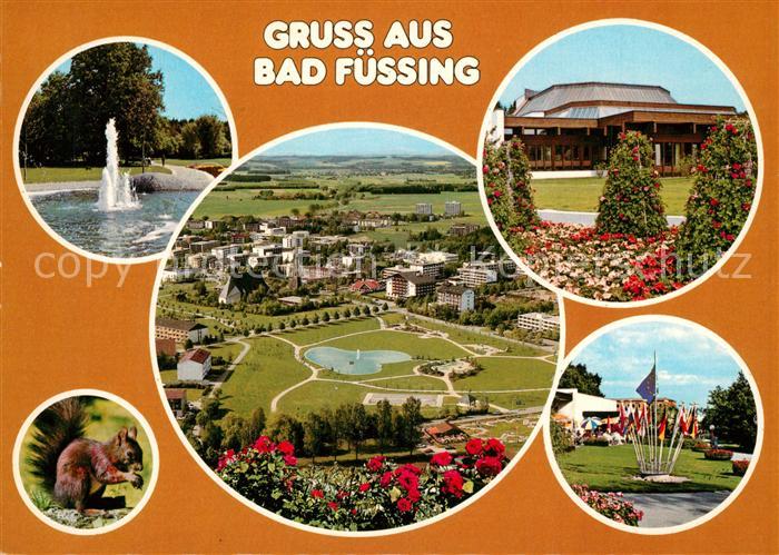 Bad Fuessing Thermal Mineral Quellen Park Fliegeraufnahme Eichhoernchen Fontaene