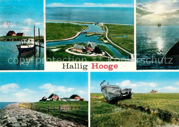 Hallig Hooge Fliegeraufnahme gekentertes Fischerboot Reethaeuser