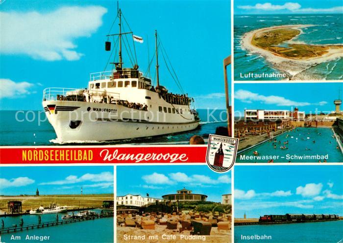 Wangerooge Nordseebad Faehrschiff Fliegeraufnahme Meerwasser Schwimmbad Inselbah