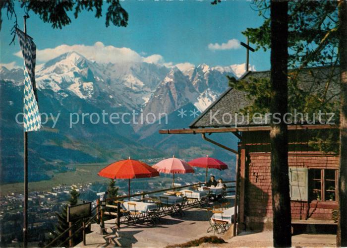 St Martin Grasberg Restaurant Terrasse mit Zugspitzgruppe