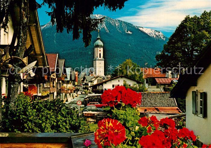 GARMISCH-PARTENKIRCHEN Bayern Sonnenstrasse Pfarrkirche gegen Wank
