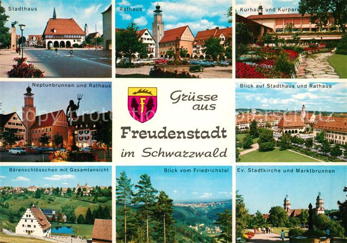 Freudenstadt Stadthaus Kurhaus Kurpark Neptunbrunnen Baerenschloesschen Marktbru