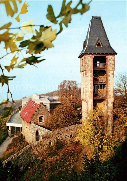 Burg Frankenstein Bergstrasse Paechter Jaescke mit Fernsicht bis Damstadt Eberst
